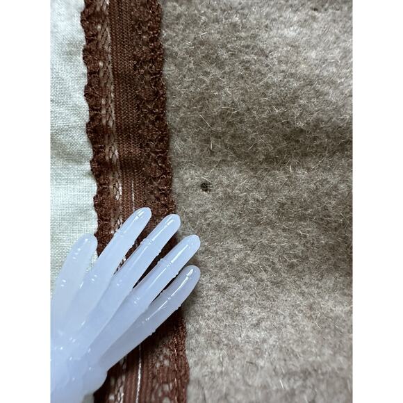 Women's Wool Dress Coat BLUE DEEP Tan/ Beige Taupe Lamb Fur 6-8 Italy 42 EU, S - Picture 9 of 16